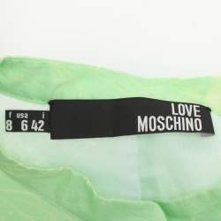 Pre Owned Love Moschino Green Printed Chiffon Sleeveless Maxi Dress M