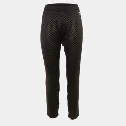 Pre Owned Love Moschino Black Quilted Crepe Trousers L