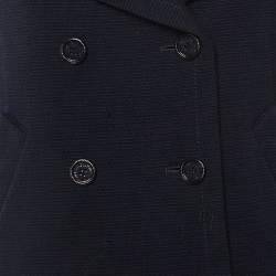 مملوكة مسبقًا Love Moschino Navy Blue Wool Faux Fur Detail Double Breasted Coat S