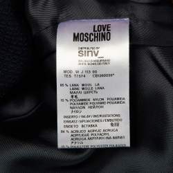 مملوكة مسبقًا Love Moschino Navy Blue Wool Faux Fur Detail Double Breasted Coat S
