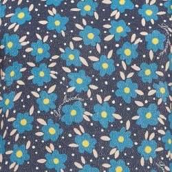 مملوكة مسبقًا فستان ماكسي بطبعة زهور زرقاء كريب بثنيات لوف موسكينو مقاس صغير (سمول)