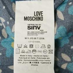 مملوكة مسبقًا فستان ماكسي بطبعة زهور زرقاء كريب بثنيات لوف موسكينو مقاس صغير (سمول)