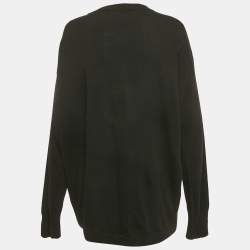 Pre Owned سويت شيرت لوف موسكينو صوف مزيج أسود بنقشة قلب مقاس متوسط - ميديوم