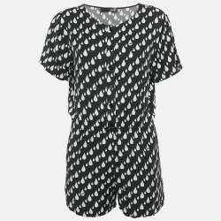 Pre Owned Love Moschino Black Drop Print Short Sleeved Playsuit M