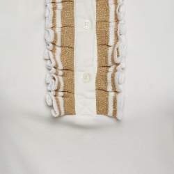 Pre Owned Love Moschino White Jersey Ruffled Sleeveless T-Shirt M