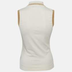 Pre Owned Love Moschino White Jersey Ruffled Sleeveless T-Shirt M