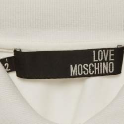 Pre Owned Love Moschino White Jersey Ruffled Sleeveless T-Shirt M