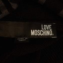 Pre Owned Love Moschino Black Knit Intarsia Turtle Neck Mini Dress S