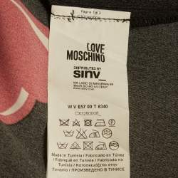 Pre Owned Love Moschino Black Heart Print Satin Flared Midi Dress L