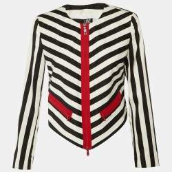 Pre Owned Love Moschino Monochrome Striped Cotton Jacket M