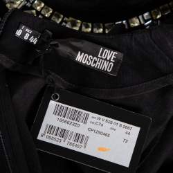 Love Moschino Black Cotton & Embellished Neck Detailed Dress M