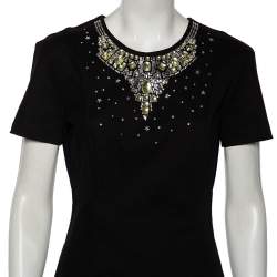Love Moschino Black Cotton & Embellished Neck Detailed Dress M