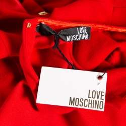 Love Moschino Red Crepe Gold Studded Belt Detailed Dress S