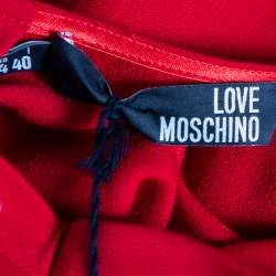 Love Moschino Red Crepe Gold Studded Belt Detailed Dress S