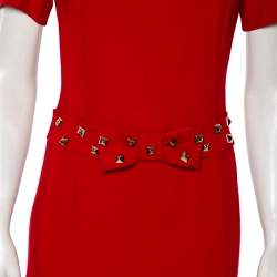 Love Moschino Red Crepe Gold Studded Belt Detailed Dress S