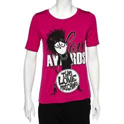 Love Moschino Magenta Printed Modal Knit T-Shirt S