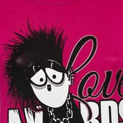 Love Moschino Magenta Printed Modal Knit T-Shirt S