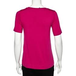 Love Moschino Magenta Printed Modal Knit T-Shirt S