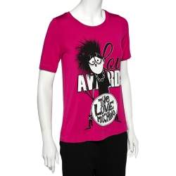 Love Moschino Magenta Printed Modal Knit T-Shirt S