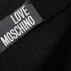 Love Moschino Black Cotton Knit Embellished Puff Sleeve T-Shirt M