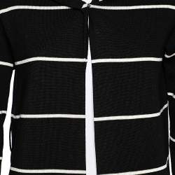 Pre Owned Love Moschino Black Striped Wool Hooded Mid Length Overcoat M