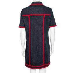 Love Moschino Indigo Denim Embroidered Trim Detailed Button Front Dress M