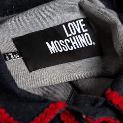 Love Moschino Indigo Denim Embroidered Trim Detailed Button Front Dress M