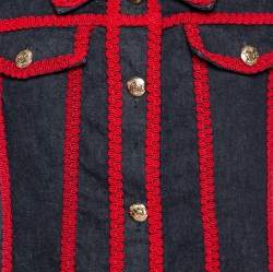 Love Moschino Indigo Denim Embroidered Trim Detailed Button Front Dress M