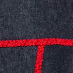 Love Moschino Indigo Denim Embroidered Trim Detailed Button Front Dress M