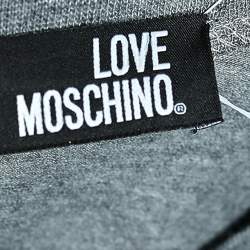 Love Moschino Grey Cotton Knit Logo Printed T-Shirt L