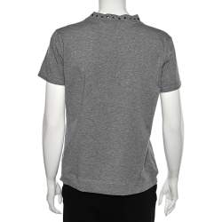 Love Moschino Grey Cotton Knit Logo Printed T-Shirt L