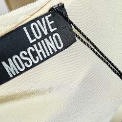 Love Moschino Cream Silk Ruffled Neck Sleeveless Top S