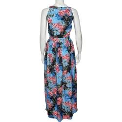 Love Moschino Blue Floral Printed Crepe Sleeveless Maxi Dress M