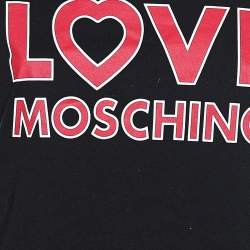 Love Moschino Black Logo Printed Cotton Short Sleeve T-Shirt M
