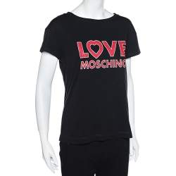 Love Moschino Black Logo Printed Cotton Short Sleeve T-Shirt M