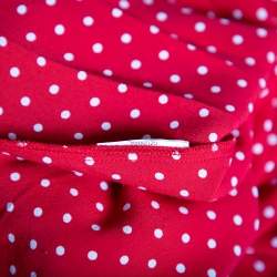 Pre Owned Love Moschino Red Polka Dotted Crepe & Leather Pocket Detailed Maxi Dress S 