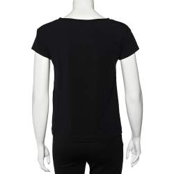 Love Moschino Black Mouth Printed Love & Peace Embellished Cotton T-Shirt S