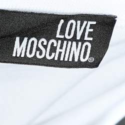 Love Moschino White Mouth Printed Love & Peace Embellished Cotton T-Shirt M