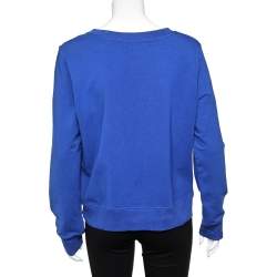 Love Moschino Blue Cotton Knit Love Applique Detail Sweatshirt L