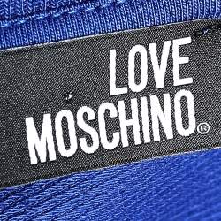Love Moschino Blue Cotton Knit Love Applique Detail Sweatshirt L