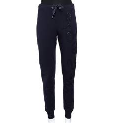Love Moschino Blue Cotton Knit Love Applique Detail Sweat Pants S