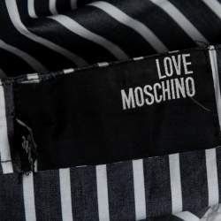 Love Moschino Grey Striped Cotton Front Tie Detailed Knee Length Skirt M