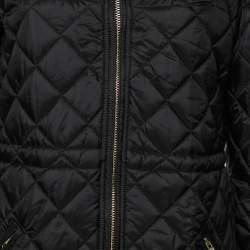 Love Moschino Black Diamond Quilted Oversized Collar Jacket M