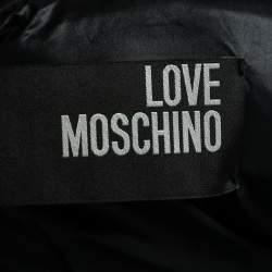 Love Moschino Black Diamond Quilted Oversized Collar Jacket M