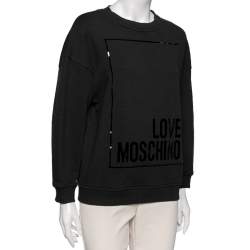 Love Moschino Black Cotton Logo Appliqued Sweatshirt S