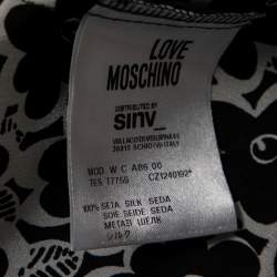 Love Moschino White Floral Printed Silk Embroidered Trim Top M