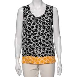 Love Moschino White Floral Printed Silk Embroidered Trim Top M