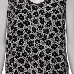 Love Moschino White Floral Printed Silk Embroidered Trim Top M
