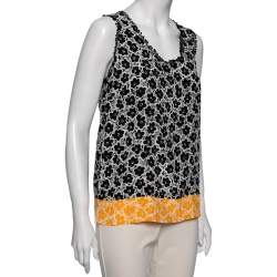 Love Moschino White Floral Printed Silk Embroidered Trim Top M