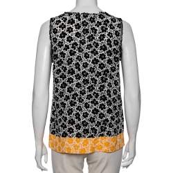 Love Moschino White Floral Printed Silk Embroidered Trim Top M